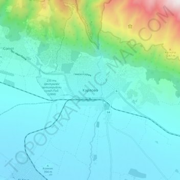 Karlovo topographic map, elevation, terrain