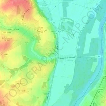 Les Fouchards topographic map, elevation, terrain