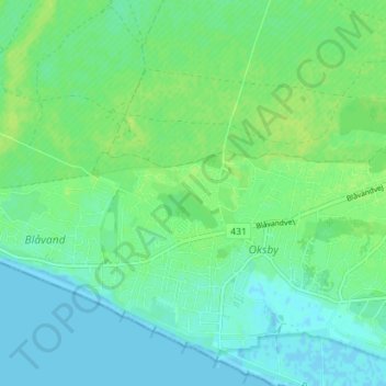 Vandflod topographic map, elevation, terrain