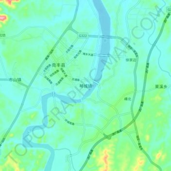琴城镇 topographic map, elevation, terrain