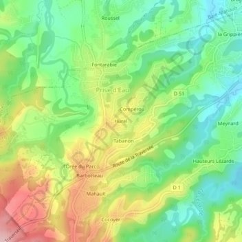 Hurel topographic map, elevation, terrain