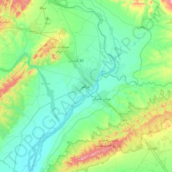 Jhelum topographic map, elevation, terrain