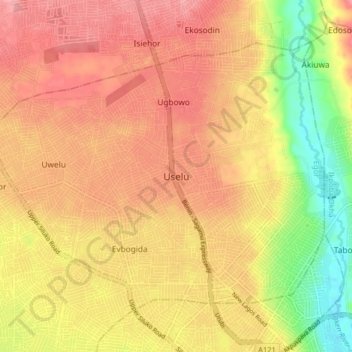 Uselu topographic map, elevation, terrain