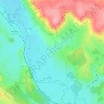 Flez topographic map, elevation, terrain