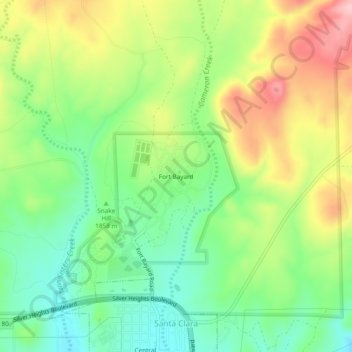 Fort Bayard topographic map, elevation, terrain