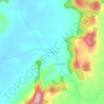 Ban Song Pueai topographic map, elevation, terrain