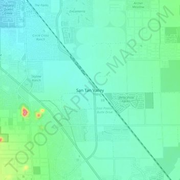 San Tan Valley topographic map, elevation, terrain