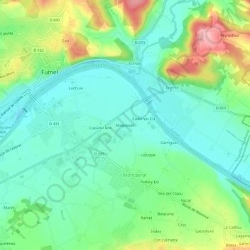 Malpasset topographic map, elevation, terrain