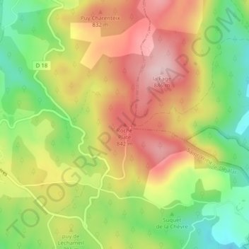Roche Plate topographic map, elevation, terrain