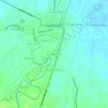 Surgui 2nd topographic map, elevation, terrain