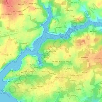 Kermeur Bihan topographic map, elevation, terrain
