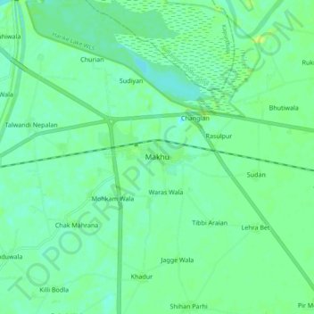 Makhu topographic map, elevation, terrain
