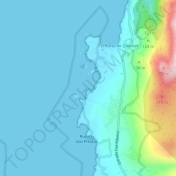 A Pedra da Monxa topographic map, elevation, terrain