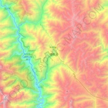 德钦县 topographic map, elevation, terrain