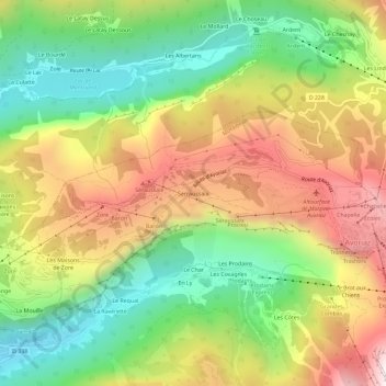 Serraussaix topographic map, elevation, terrain