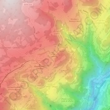 Lengmoos - Longomoso topographic map, elevation, terrain