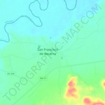 San Francisco de Becerra topographic map, elevation, terrain