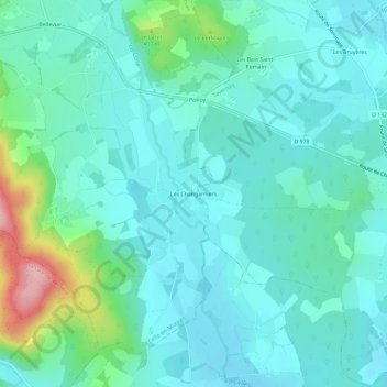 Les Changarniers topographic map, elevation, terrain
