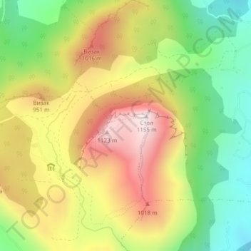 Stol topographic map, elevation, terrain