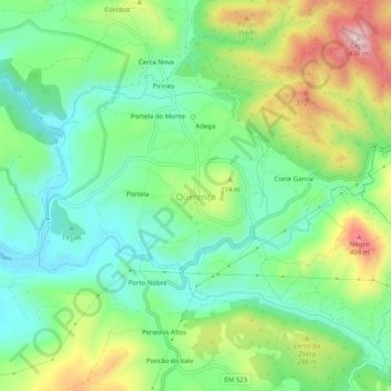 Querença topographic map, elevation, terrain