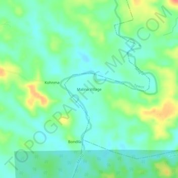 Malina Village topographic map, elevation, terrain