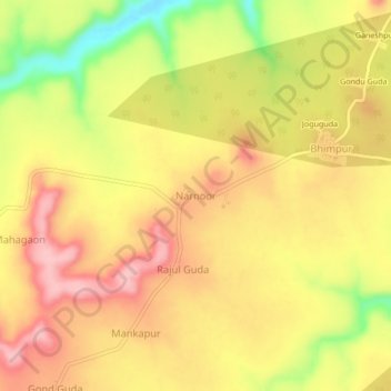 Narnoor topographic map, elevation, terrain