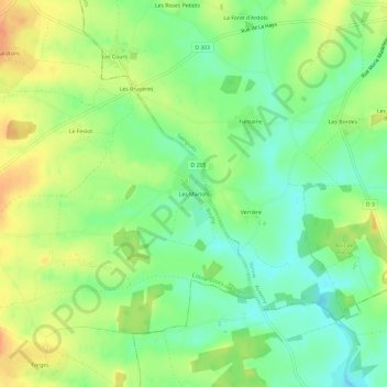 Les Marlots topographic map, elevation, terrain