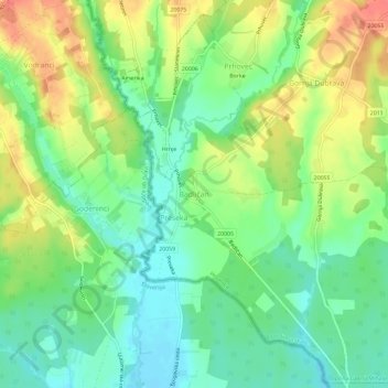 Badličan topographic map, elevation, terrain