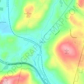 Flatbrook topographic map, elevation, terrain