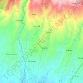 Soco topographic map, elevation, terrain