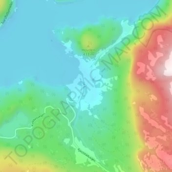 Kvilldal topographic map, elevation, terrain