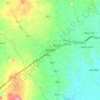 Tân Phú topographic map, elevation, terrain