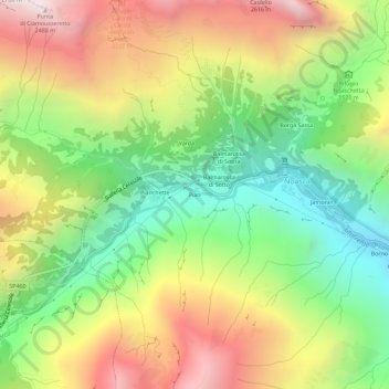 Pian topographic map, elevation, terrain