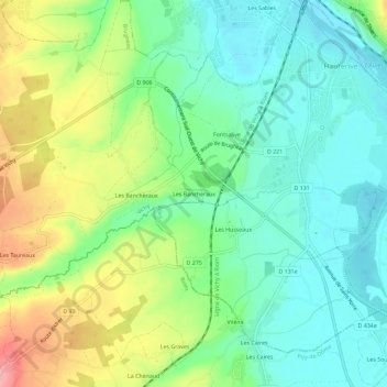 Les Bancheraux topographic map, elevation, terrain