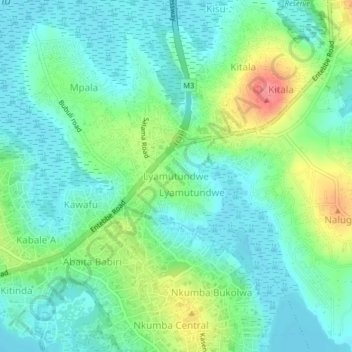 Lyamutundwe topographic map, elevation, terrain