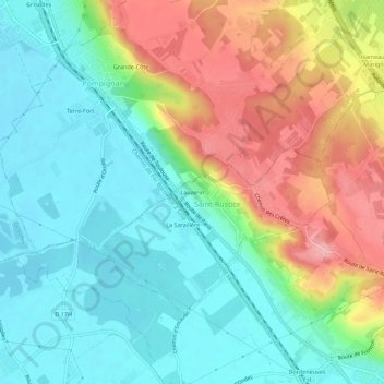 Lauzerin topographic map, elevation, terrain