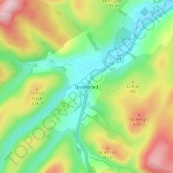 Teviothead topographic map, elevation, terrain