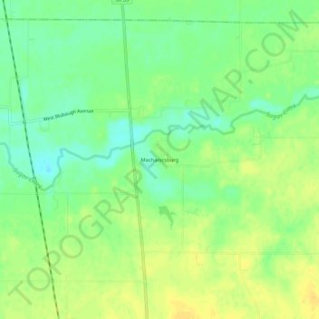 Mechanicsburg topographic map, elevation, terrain