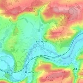 Floriffoux topographic map, elevation, terrain