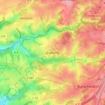 Blasberg topographic map, elevation, terrain