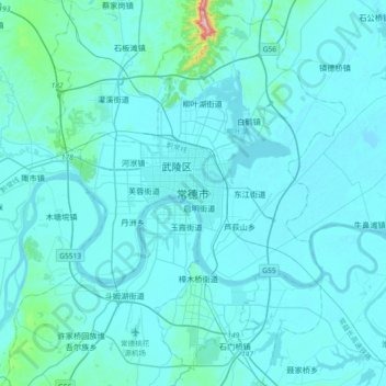 常德市 topographic map, elevation, terrain