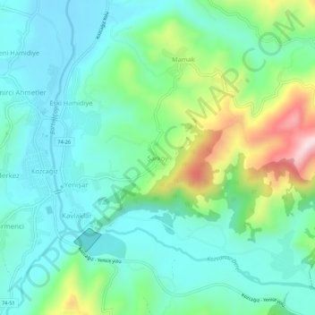 Şarköy topographic map, elevation, terrain