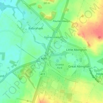 Bourn Bridge topographic map, elevation, terrain