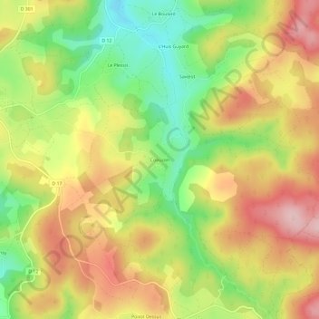 Coeuzon topographic map, elevation, terrain