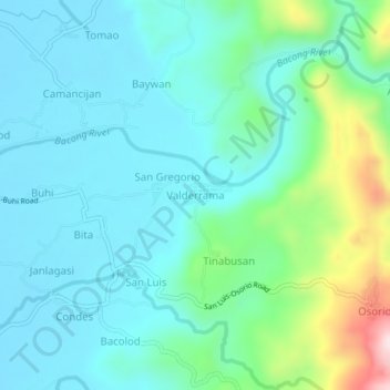 Valderrama topographic map, elevation, terrain