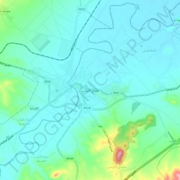 Medjez El-Bab topographic map, elevation, terrain