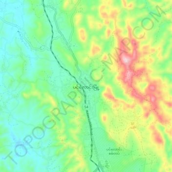 Pinlaung topographic map, elevation, terrain