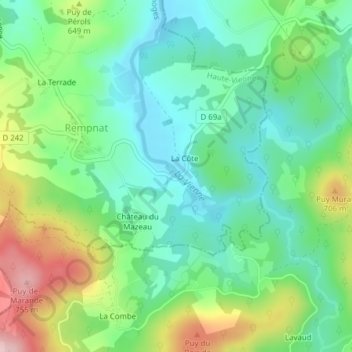 Le Pont topographic map, elevation, terrain