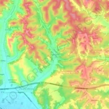 Valenzani topographic map, elevation, terrain