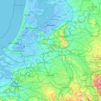 Betuwe topographic map, elevation, terrain